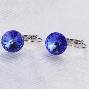 Blue Austrian Crystal Platinum Plated Earrings